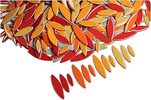 VERZ TILE VerzTile Mosaic Tiles for Crafts - Petal Shaped Ceramic Tile Craft Hobbies & Art Projects 39 Color Options Endless Creativity DIY Design (Red & Oranges Mix)