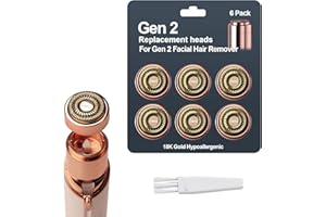 FRASAM 6Pack Facial Rose Gold Gen 2 Replacement Heads for Flawless Hair Remover Generation 2, 18K Gold Double Blades