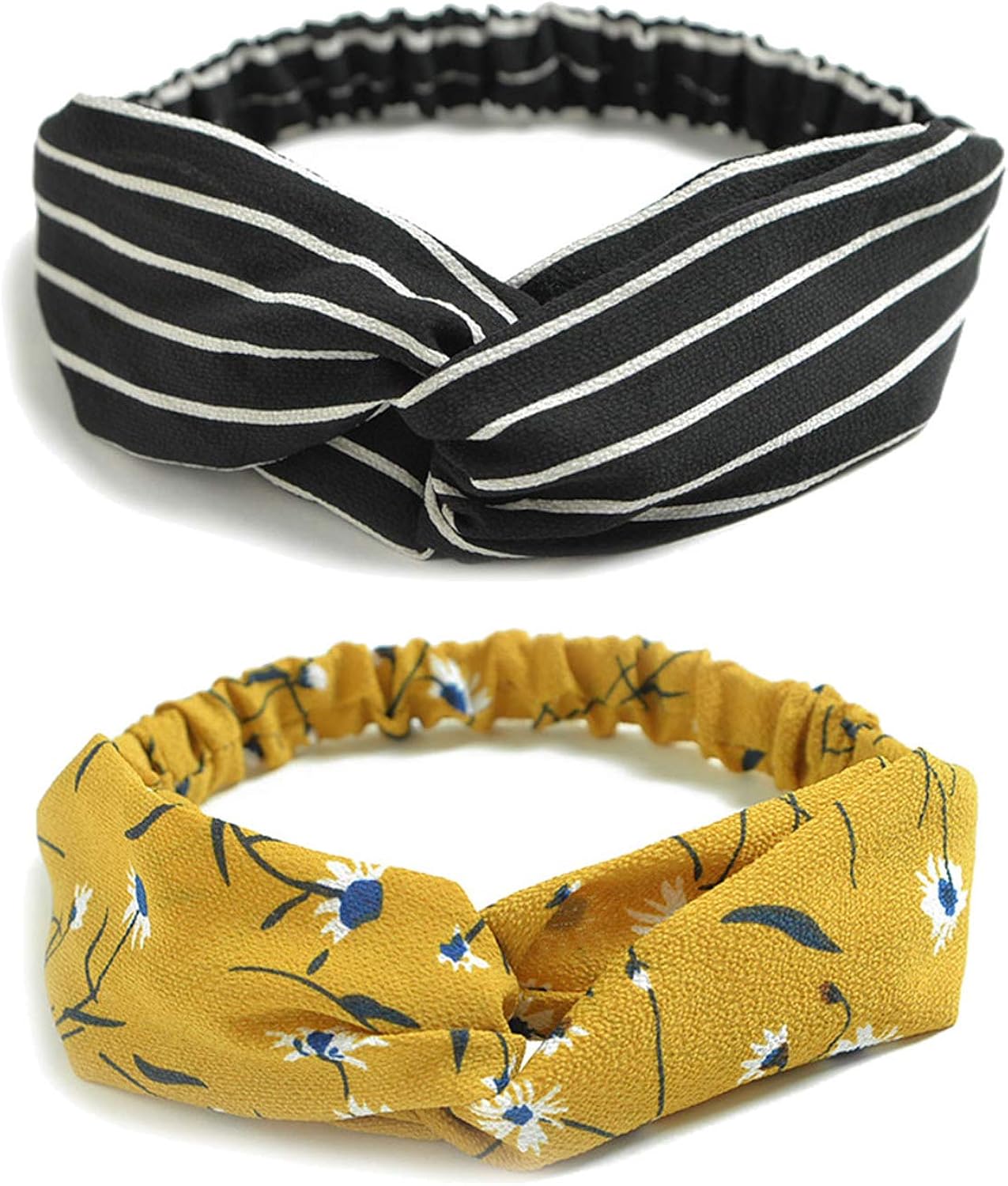 10 Pack Women's Headbands Boho Flower Printing Twisted Criss Cross Elastic Hair Band Accessories B at  Women’s Clothing store