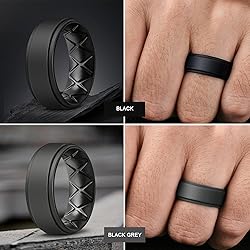 Egnaro Silicone Wedding Rings Mens, Inner Arc