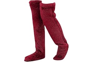 Goose Down Knee Socks for Christmas, Long Fuzzy Thigh High Socks, Plush Knee High Sock for Women, Thermal