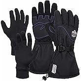 Ergodyne ProFlex 825WP Winter Work Gloves with Removeable Waterproof Shell, Black, Large