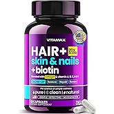 Biotin | Collagen | Keratin Booster with Hyaluronic Acid - Thicker Hair Growth, Healthy Skin & Stronger Nails Supplement – Extra Strength - Multi Vitamin B Complex - Women & Men - Made in USA - 60ct