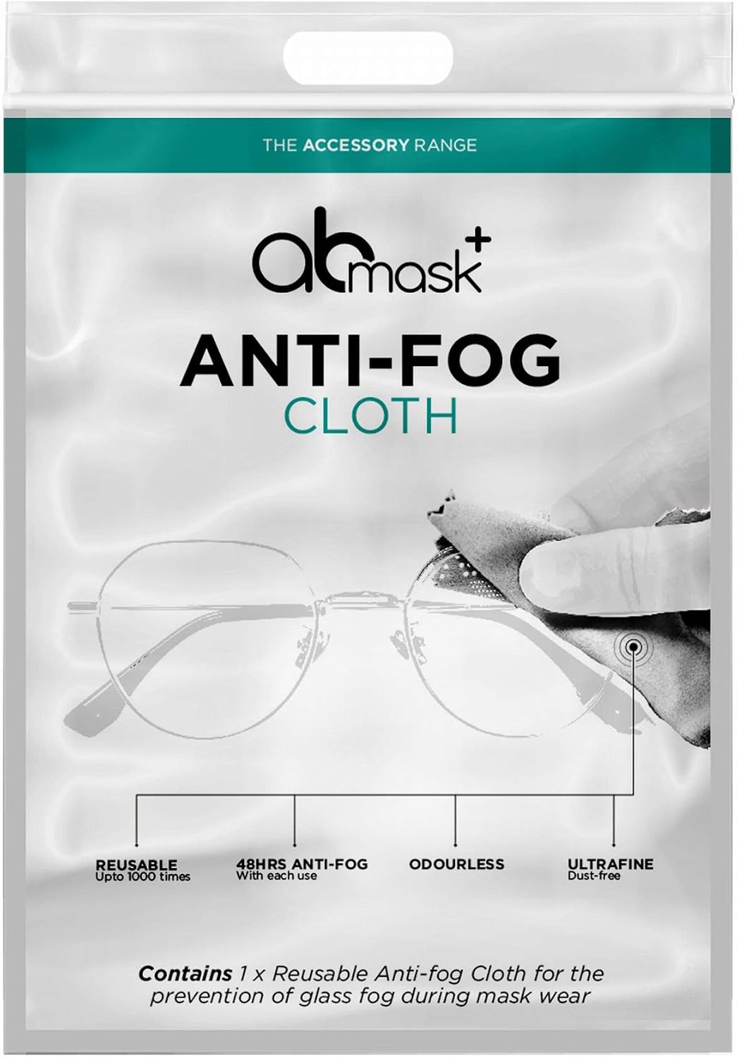 AB Anti-Fog Dry Cloth - Demister Lens Wipe for Glasses Stay Mist Free for 48 Hours, Reusable up to 1000 Times