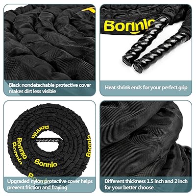 Buy Bonnlo Battle Exercise Training Rope With Protective Cover 1 5 2 Width Poly Dacron 30 40 50ft Length Fitness Undulation Rope Exercise Cross Strength Training Circuits Workout Online In Senegal B078hgzx81