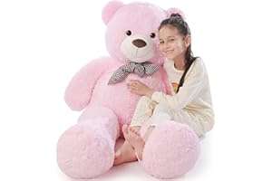 Poutmac Big Teddy Bear 4Ft Giant Pink Soft Stuffed Animals Cute Plush Toy for Girlfriend Women Kids for Valentine's Christmas Birthday