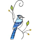 Iricrist Blue Jay Stained Glass Bird Suncatcher for Mom, Grandma, Women - Real Glass Window Hanging Ornament - Handmade Bird Lover Home Decor (Gifts Ready Packaging)