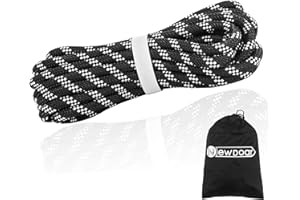 NewDoar Static Climbing Rope 5/16in 8mm Accessory Cord Rope,for Arborist Tree, Mountaineering, Sailboat Rope,Dock Lines,Hauling Dragginge(Black 8mm,20ft)