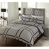 MAS International Premium Quality Sicily Black Red Check Design Printed Duvet Cover Bedding Set (Double)