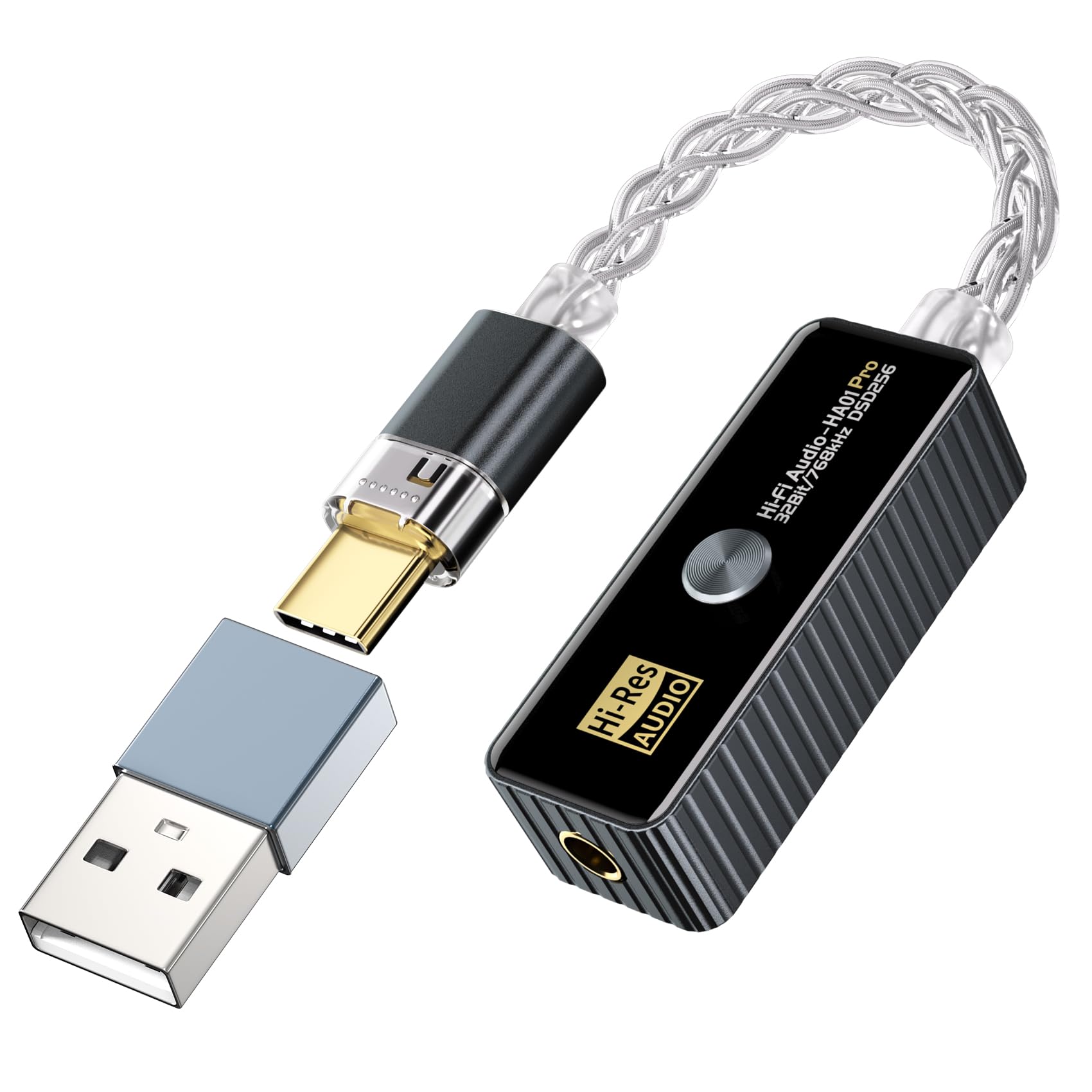 Photo 1 of Daakro Headphone Amplifier - USB C to 3.5mm HiFi Audio Adapter 32bit/768KHz,Plug and Play Hi-res Audio Amp,Portable DAC & Headphone Amplifier Compatible with Android/iOS/Windows/Mac System