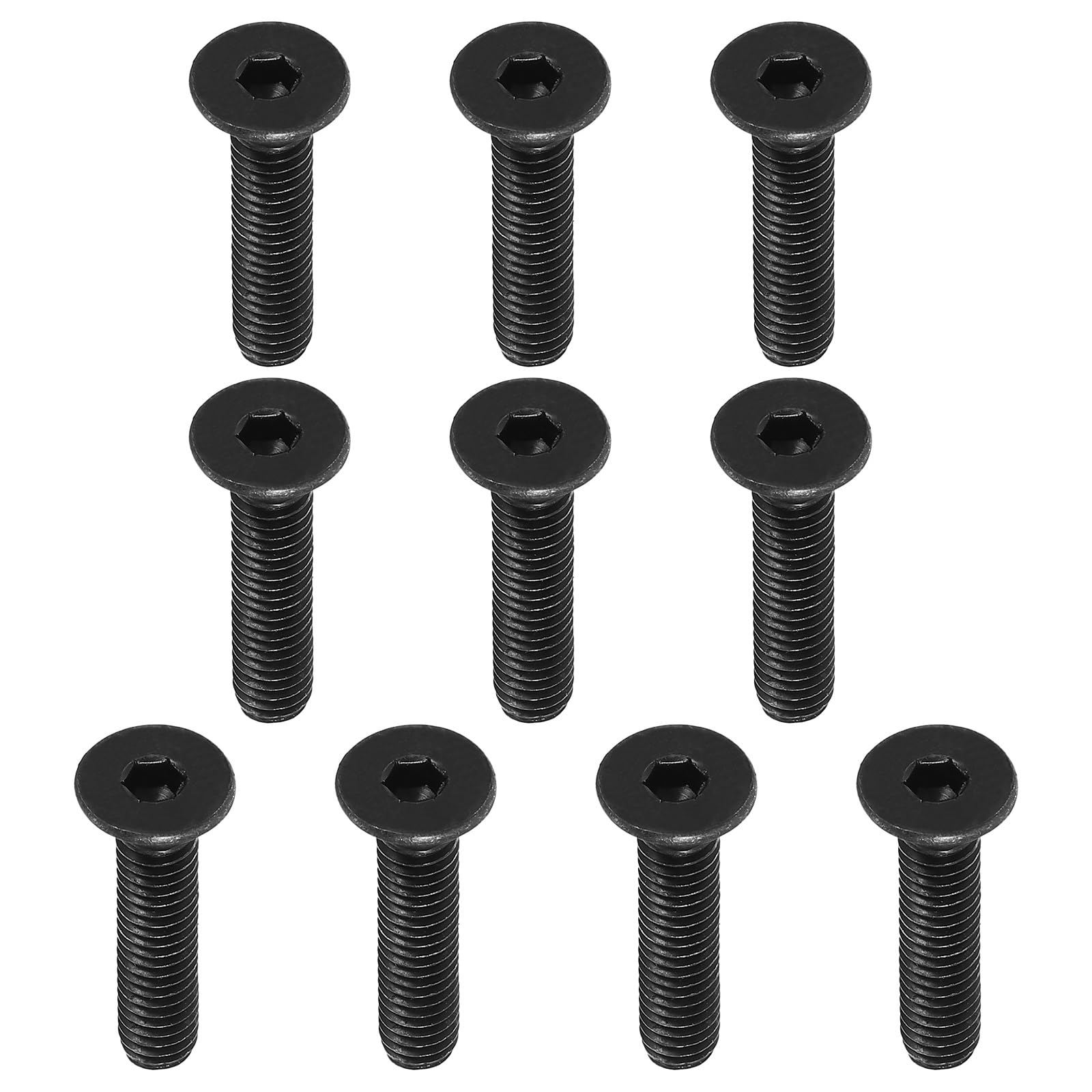 PATIKIL 5/16-18 x 1-1/2" Flat Head Socket Cap Screws, 10 Pack Flat Countersunk Bolts Carbon Steel Hex Socket Drive Machine Screws Full Thread Black Oxide Grade 10.9