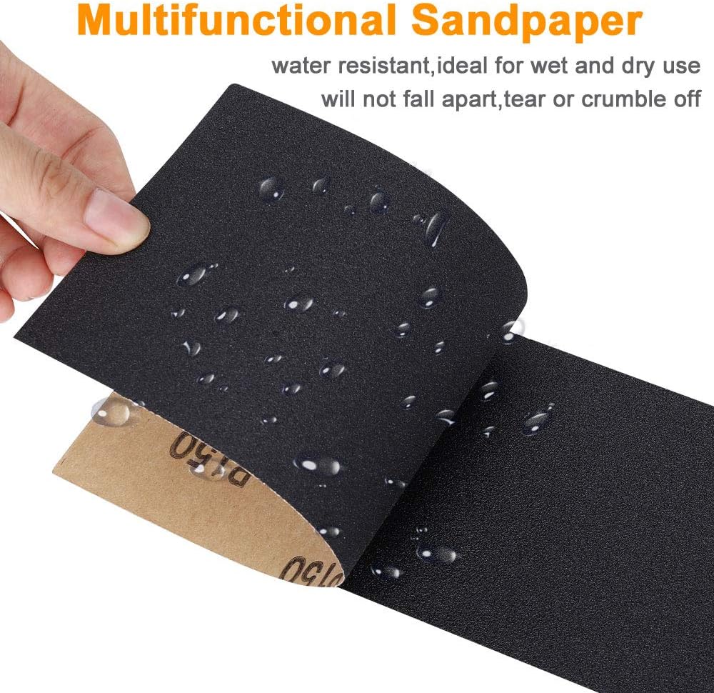 Sandpaper, Sand paper 120 to 3000 Assorted Grit Sand paper, Wet Dry Sand paper 9 x 3.6 Inch Sandpaper for Wood Furniture Finishing, Metal Sanding and Automotive Polishing, Sander Sheets 42PCS - - 