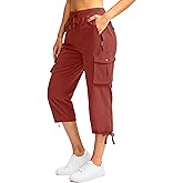 Soothfeel Women's Cargo Capris Pants with 6 Pockets Lightweight Quick Dry Travel Hiking Summer Pants for Women Casual