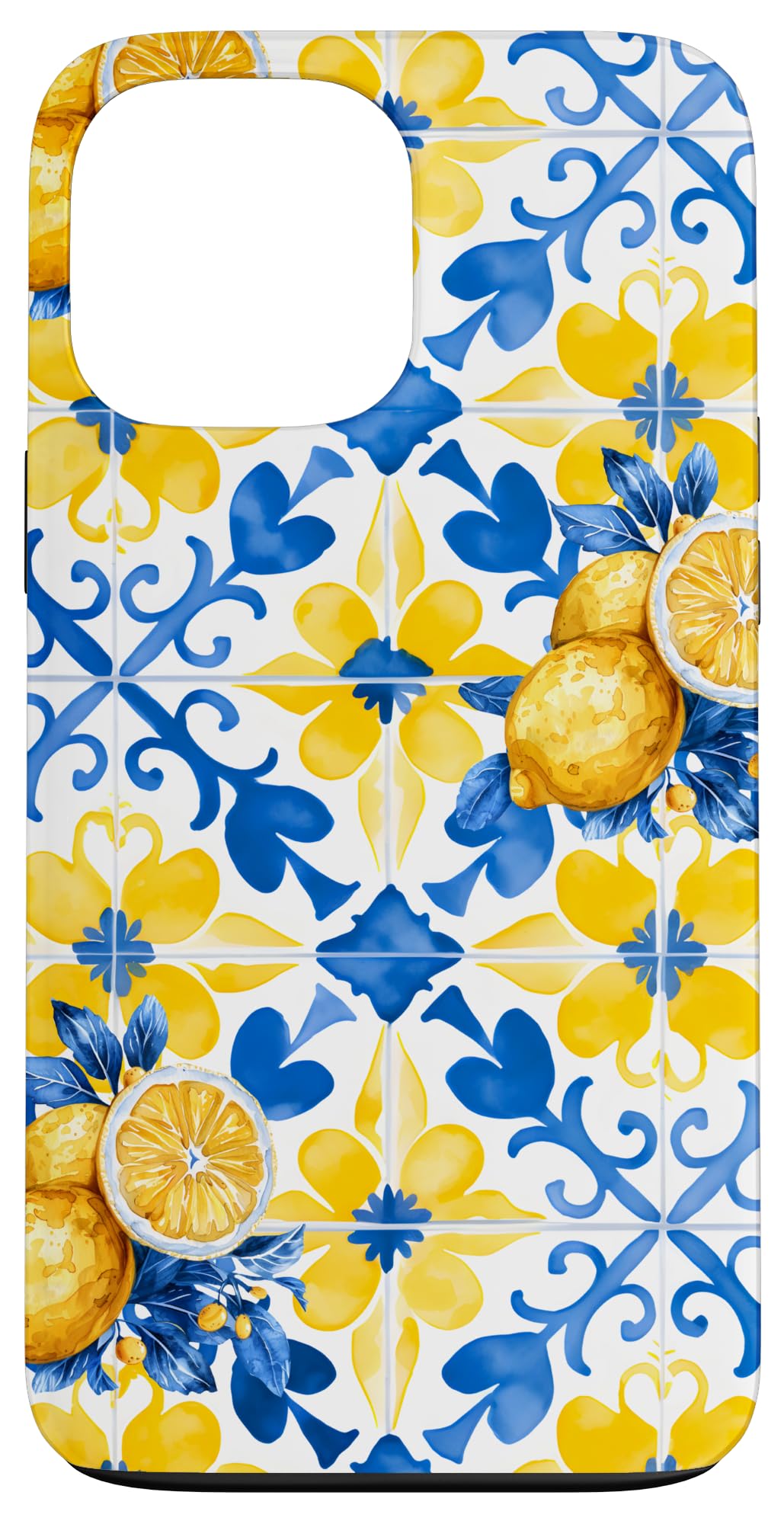 Majolica Tiles Amalfi Lemons Mediterranean Lemon Case for iPhone 13 Pro Max