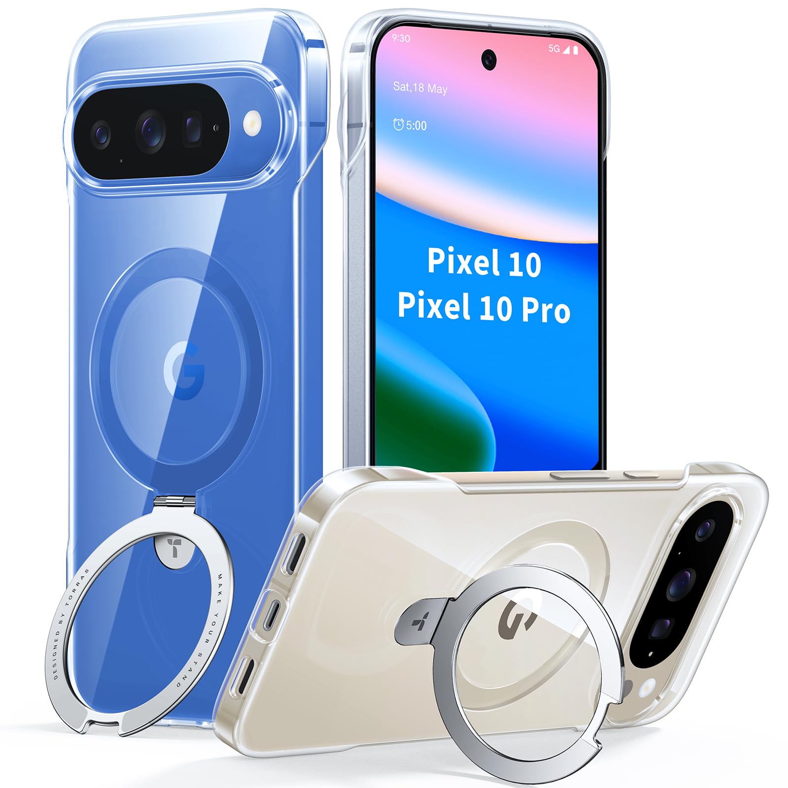 Photo 1 of TORRAS Slim Magnetic Stand for Google Pixel 10 Pro Case/Pixel 10 Case Clear, Ultra Thin Open Edge Design, Never Yellowing, Fit for MagSafe with Kickstand, Caseless Touch Grip Ostand Case, Clear