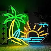 Virlusy Tropic Neon Sign for Wall Decor Dimmable Coconut Tree Led Light Signs Summer Beach Neon Signs for Hawaii Shop Neon Light for Bar Bedroom Cafe Tiki Bar Party Decoration
