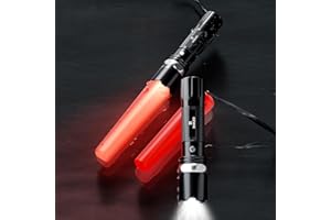 SIMAZO 2 Pack Traffic Wand, 11 Inch LED Traffic Flashlight Wand with 5 Flashing Modes, Orange Traffic Safety Control Baton, Air Marshalling Wand for Parking, Aircraft, Car Directing