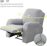 OKYUK Recliner Chair Cover 4-Piece Stretch Slipcover Light Gray 1 Seater view 8