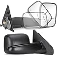 Towing Mirrors Driver Passenger Side for 2002-2008 Dodge Ram 1500, 2003-2009 Ram 2500 3500 with Power Heated, Power Adjustable, Manual Folding, Pair Side, Black