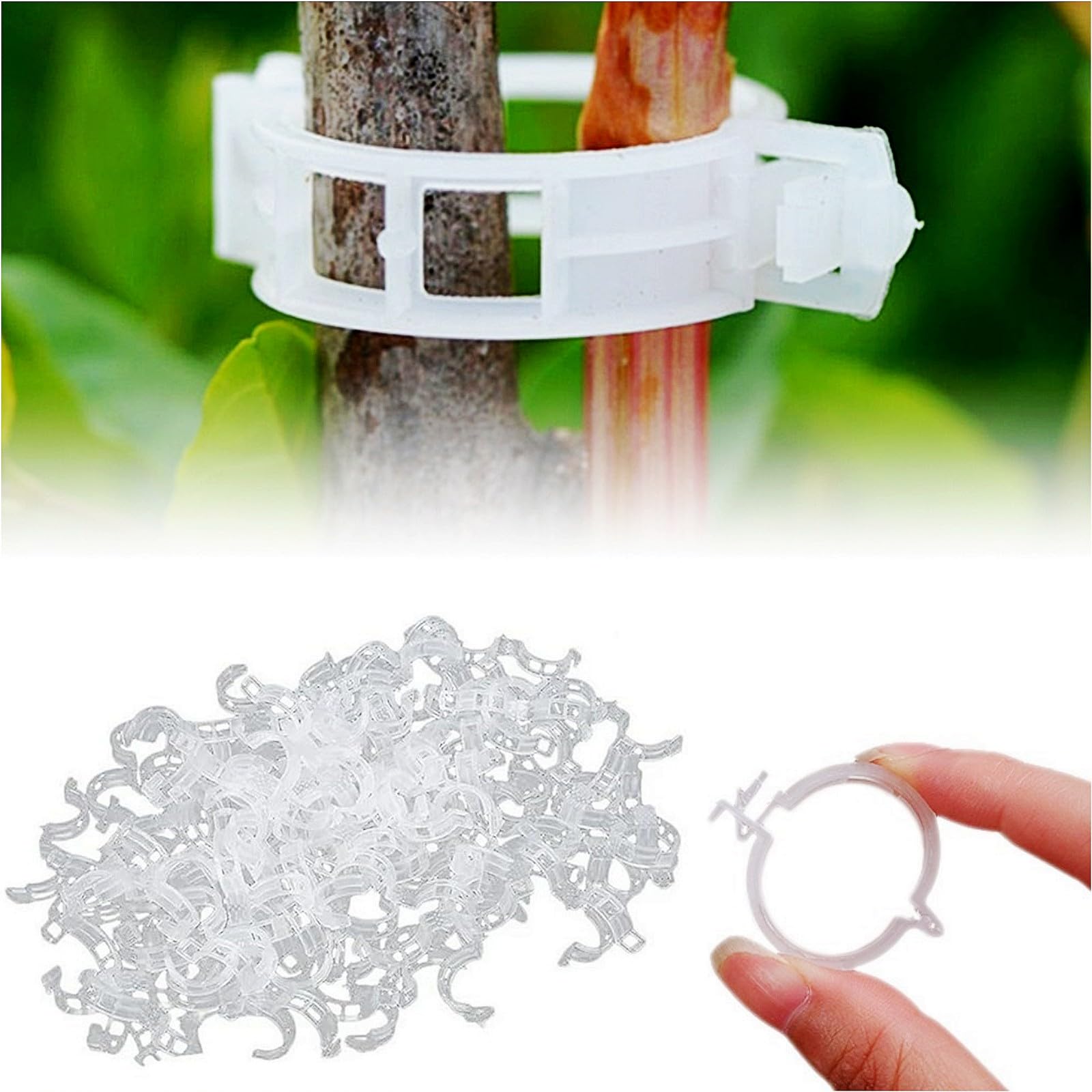 YZMXIY Plant Clips for Climbing Plants, Pack of 100/200 Tomato Hooks, Plant Clips for Garden Plants, Vegetable Fruit, Climbing Plants, Plant Clips for Support Securing (100, White)