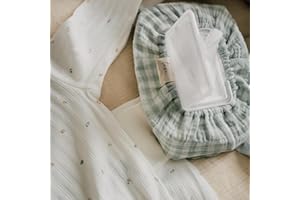 TISU Baby Wipes Cover – Universal Size, One Size Fits All Wipes Packages | Muslin Cotton Tissue Cover for Nursery, Diaper Bag & Changing Table, Station | Gingham & Neutral Patterns (Light Mint Gingham)