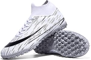 UYO Men's Soccer Shoes with Non-Slip Spikes High-Tops Lace-Up Indoor Futsal TF Turf Cleats Sneaker