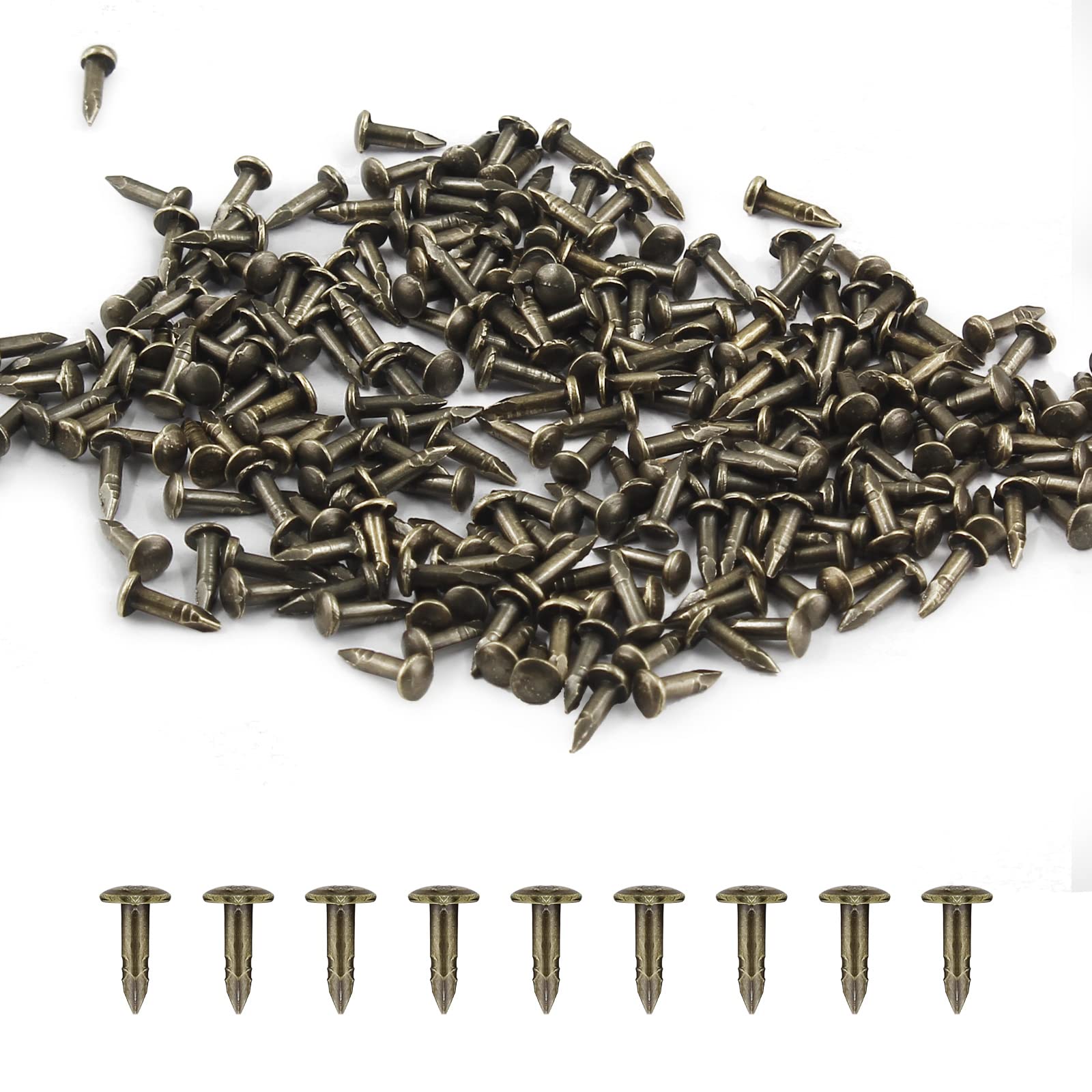 Photo 1 of BokWin 200 Pcs Tiny Brad Nails Bronze String Art Nails 1.2x6mm Wood Finish Nails for DIY Pictures Boxes Decorative Household Accessories