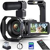 8K Video Camera Camcorder 64MP YouTube Vlogging Cameras IR Night Vision WiFi Webcam Camcorders with 18X Digital Zoom 3.0”Touch Screen Stabilizer, Mic, 64G SD Card, Remote Control and 2 Batteries