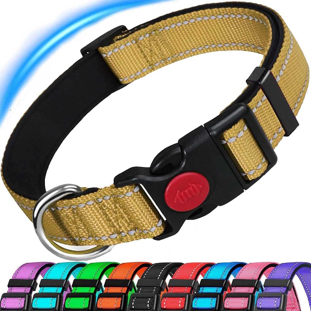 ATETEO Reflective Adjustable Dog Collar with Neoprene Padding 17.7-27.5 in