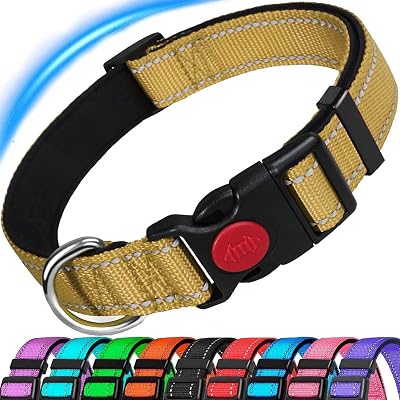 ATETEO Reflective Adjustable Dog Collar with Neoprene Padding 17.7-27.5 in