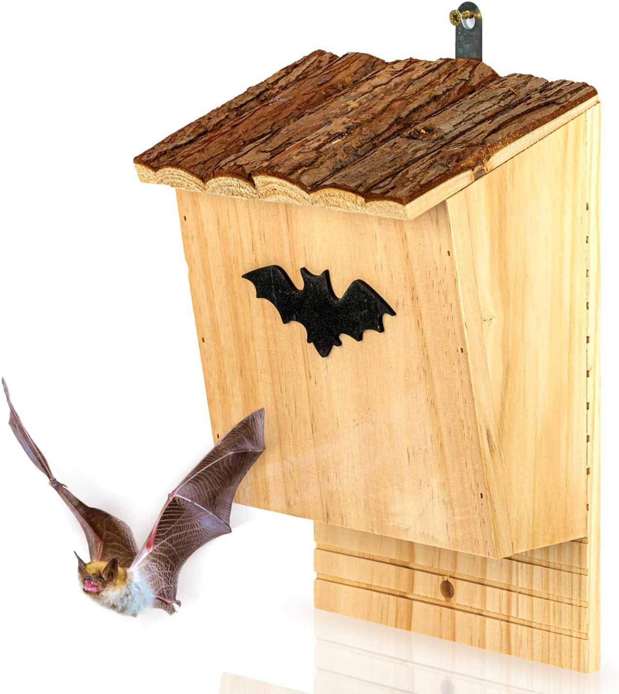 Wooden Bat Box 18x13x28,5 Natural Garden Shelter For Roosting