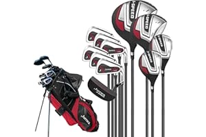 Jaffick Complete Golf Club Sets for Men 12 Piece Includes Golf Driver #3 Fairway Woods, 4 & #5 Hybrid, 6-9 Irons, Pitching & Sand Wedge, Putter and Golf Stand Bag