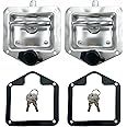 2 Pcs L8815 Tool Box Latch T Handle Latches with Lock Highly Polished Stainless Steel for Trailer Door RV Camper Truck Bed Toolboxes - Folding with Gasket