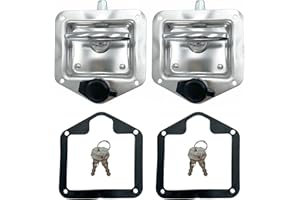 SKARUMMER 2 Pcs L8815 Tool Box Latch T Handle Latches with Lock Highly Polished Stainless Steel for Trailer Door RV Camper Truck Bed Toolboxes - Folding with Gasket