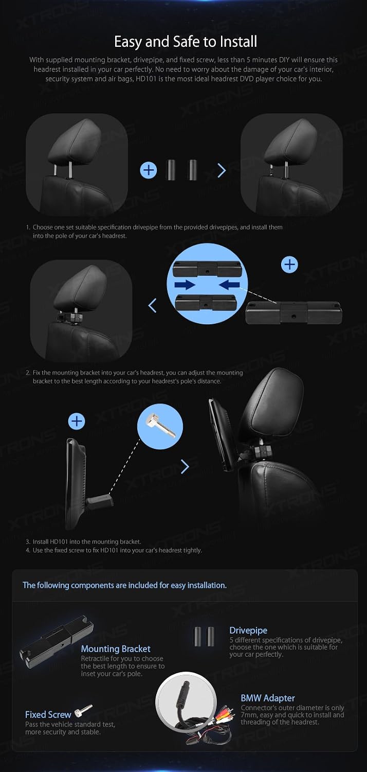 XTRONS® 2x 10.1 Inch HD Digital Screen Twins Car: Amazon.co.uk ...