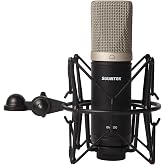 SUUNTOK Condenser Microphone XLR, Large Diaphgram Professional Recording Cardioid Microphone Kit w/Shock Mount, for Studio, Live Streaming, Podcasting, Voice-Over, You-Tube (Black)