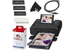 HEROFIBER Canon SELPHY CP1300 Wireless Portable Photo Printer with Color Ink & 108 Paper Sheets Set, USB Cable & Cleaning Cloth - Inkjet Laser 4x6 Label, Air Print app, LCD Screen, 1-Year Warranty