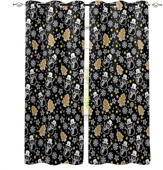 Knight Dream Cortinas opacas para dormitorio, diseño de muñeco de nieve