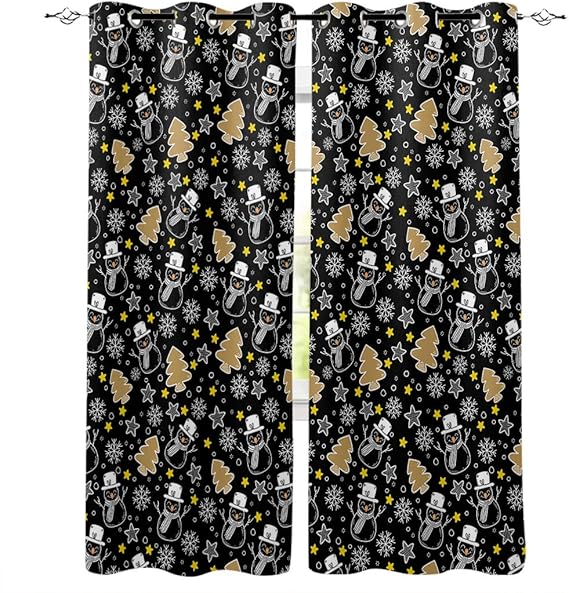 Knight Dream Cortinas opacas para dormitorio, diseño de muñeco de nieve