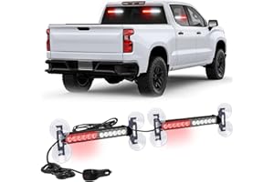 XRIDONSEN 2x 10.7 inch Red White Emergency Lights 24 LED Strobe Warning Flashing Safety Dash Side Window Front/Rear Windshield First Responder Lights for Volunteer Firefighter Vehicles POV Trucks