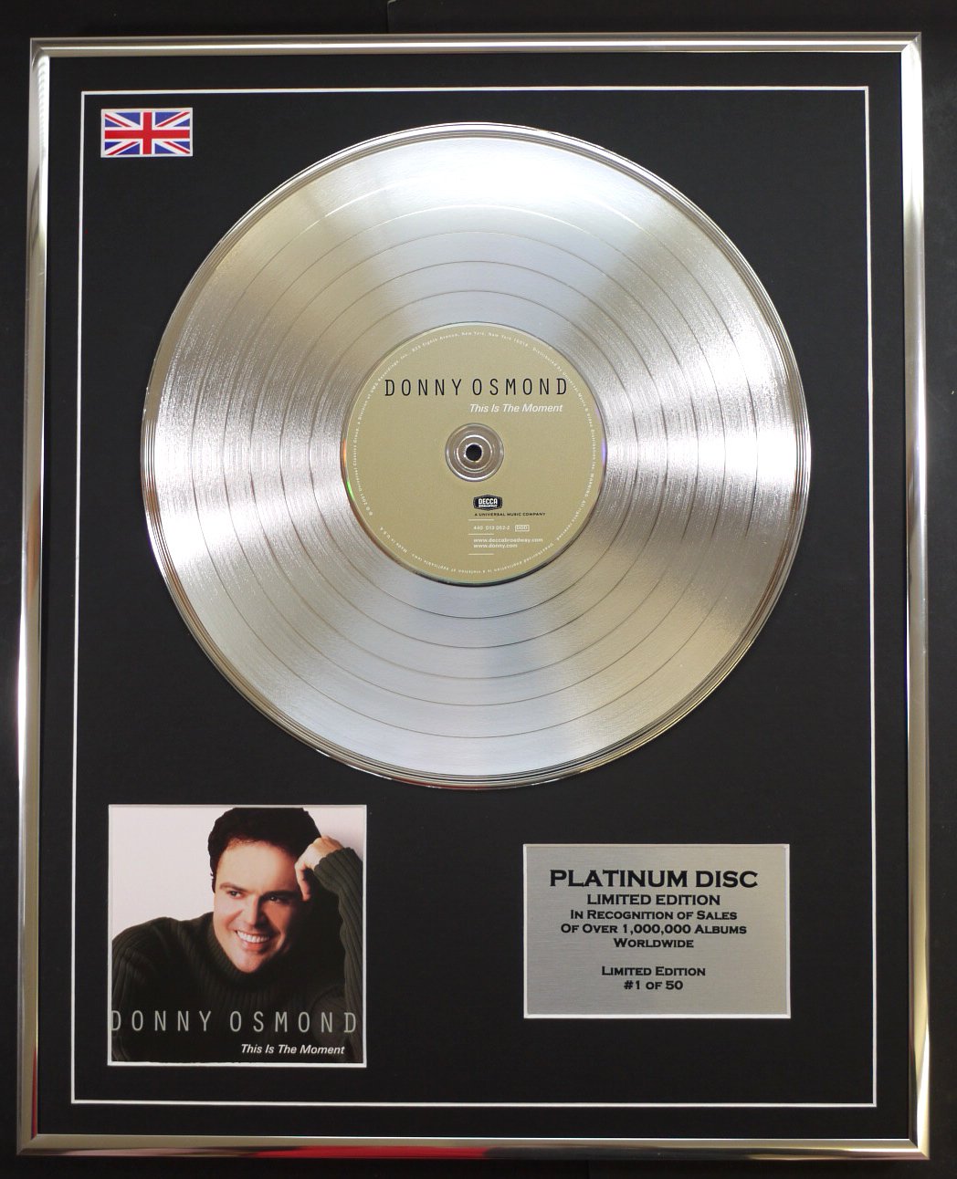 DONNY OSMOND/LTD EDITION CD PLATINUM DISC/THIS IS THE MOMENT