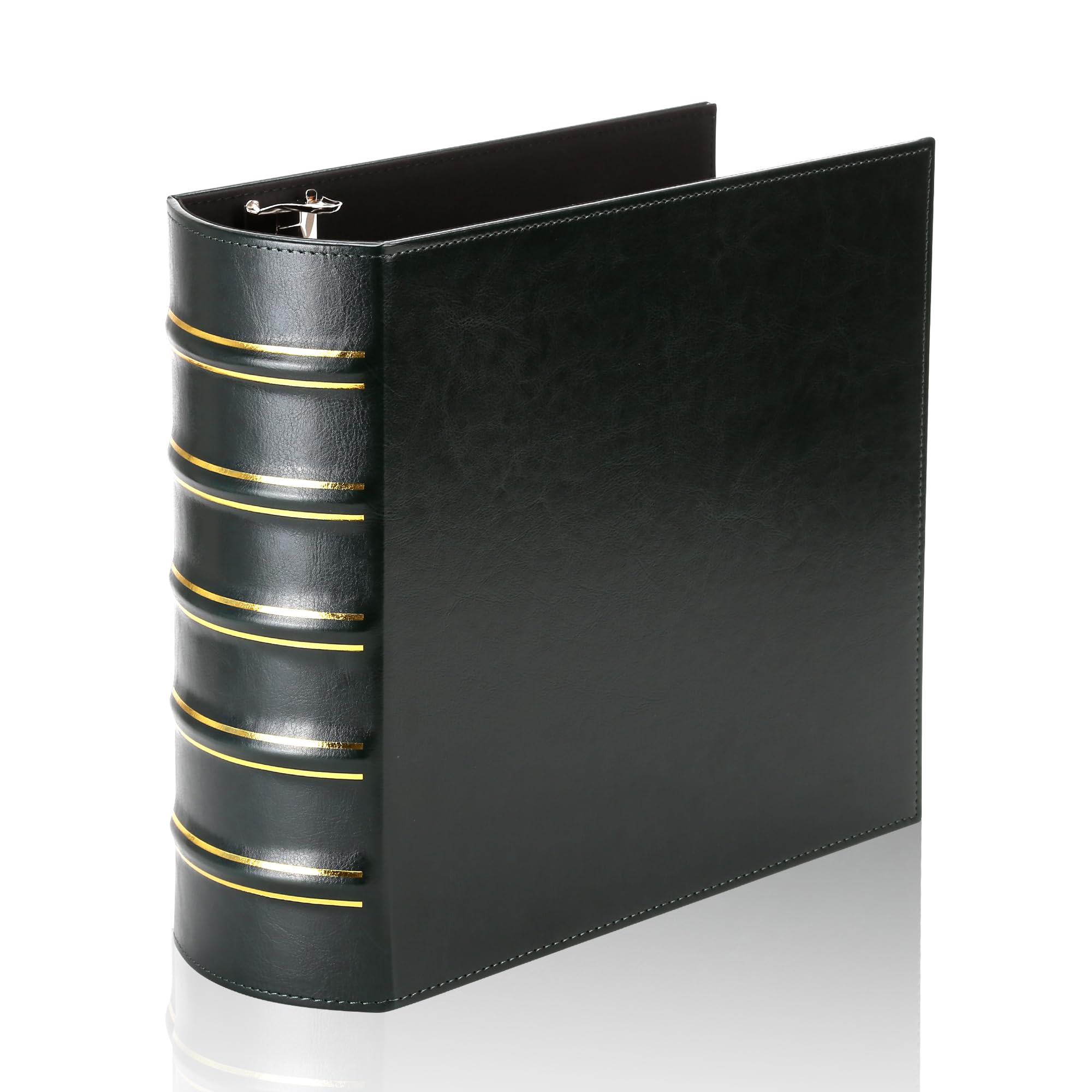 Photo 1 of LETVPVOW Vintage Hardback 3 Ring Binder 3 Inch, Professional Leather Binder 3 Ring, Three Ring Binders Fits 8.5 x 11, D Ring Binders for Photo Album, Home, School and Office Supplies- Dark Green