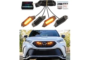 LED Grill Lights for Toyota Highlander XSE 2024-2020 Accessories Raptor Lights OEM Grille Warning Lamp,4pcs (Yellow)