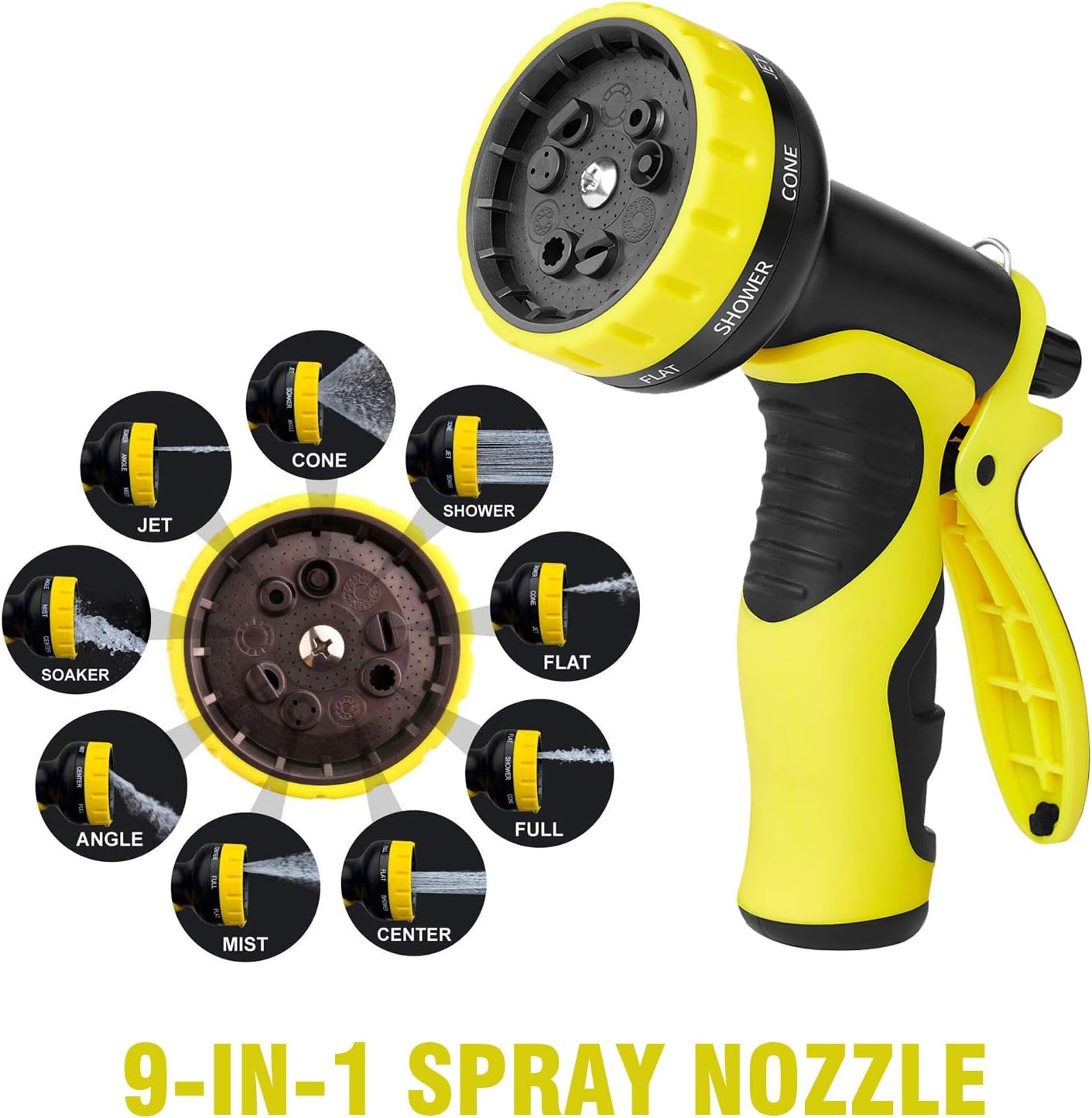 Unzano Expandable Garden Hose 50 ft with 9 Nozzle - Flexible Lightweight Leak Free Kink Free Water Hose, 3/4 in. Solid Brass Connectors, Double Latex Core Hose for Flower beds Gardens Landscaping : Garden & Outdoor
