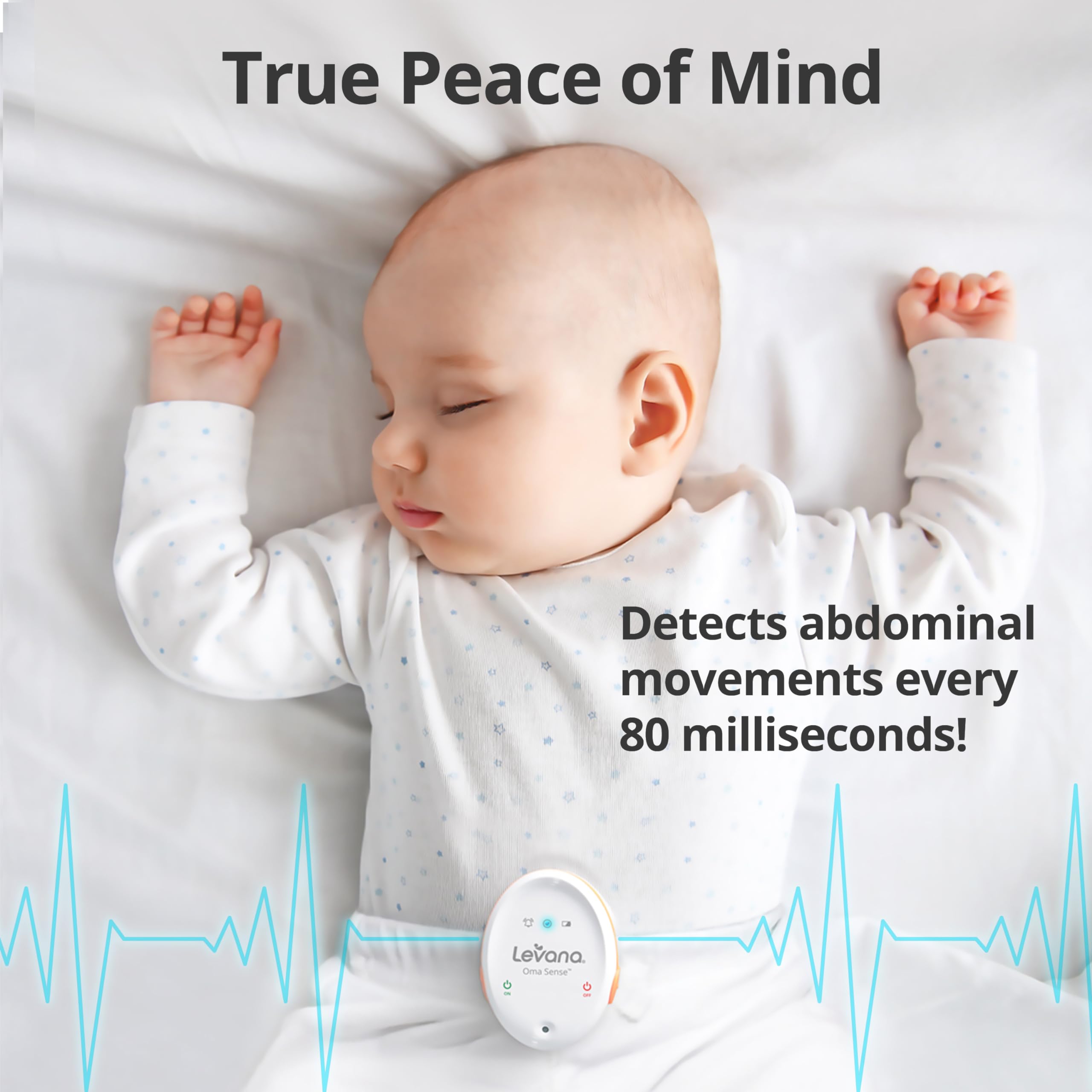 Levana Oma Sense Portable Baby Breathing Movement Monitor with Vibrations and Audible Alerts Designed to Stimulate Baby and Alert Parents