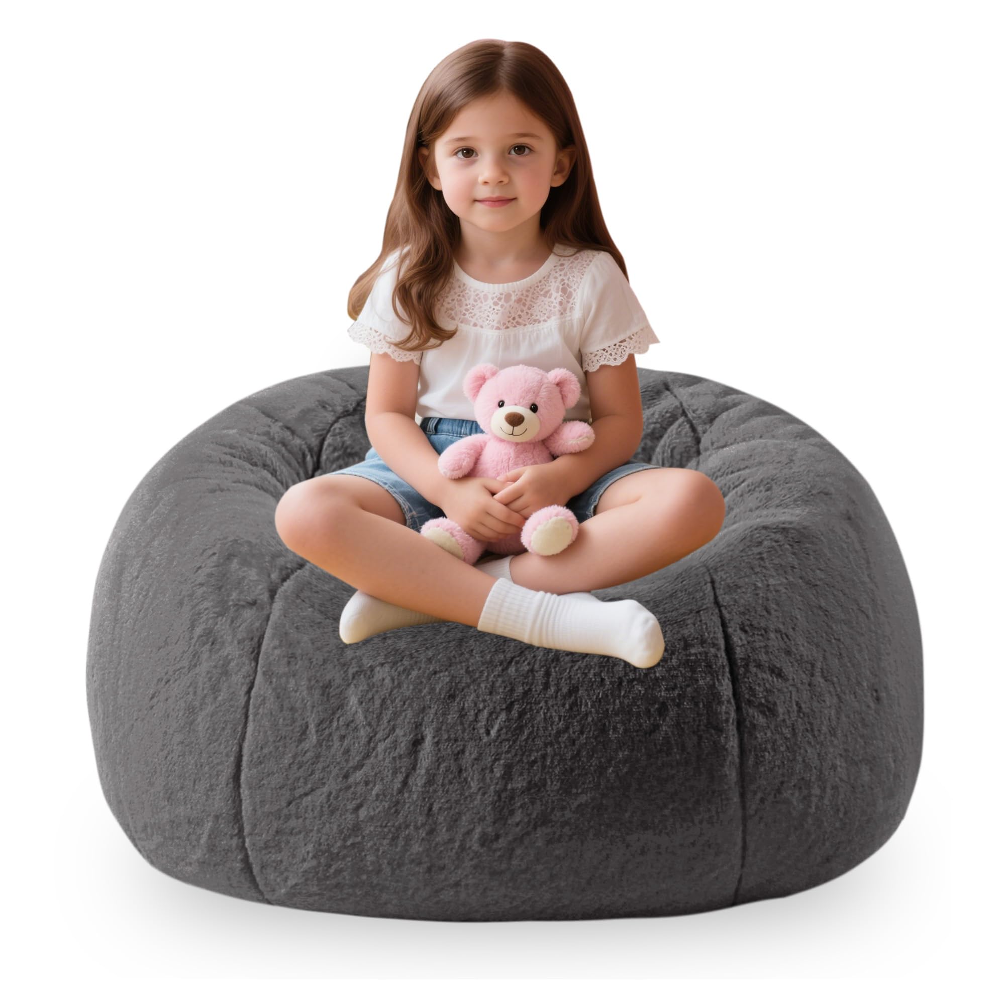 LPMOERA Fluffy Faux Fur Bean Bag Cover