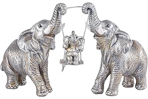TOHLUCS Elephant Statue.Silver Elephant Decor for Women,Mom Gifts.Elephant Figurines Brings Good Luck.Decoration Ornaments for Living Room,Table Centerpiece, Shelf, Office Decor (Silver)