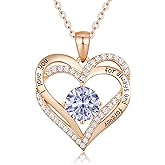 CDE Valentine's Day Gift Forever Love Heart Necklaces for Women, Wedding Anniversary, Birthday Mothers Christmas Day Gifts for Mom, Mother, Wife, S925 Silver Jewelry with Birthstone Pendant