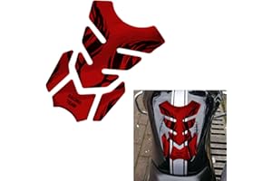 CHRYMUM Motorcycle Tank Protector, Motorcycle Tank Sticker Protector Decal, Cool 3D Fish Bone Motorcycle Stickers and Decals, Universal Motorcycle Sticker Fits Street & Off-Road Motorcycle (Red)