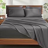 Ivellow 100% Egyptian Cotton Sheets Queen Size Set - 1200 Thread Count 6 PC 18" Deep Pocket Queen Size Bed Sheet Set，Luxury Soft Breathable Grey Cooling Sheet Sets Durable Hotel Quality Bedding
